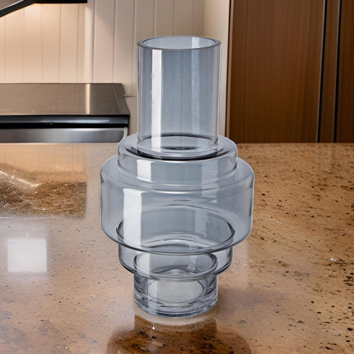 Alma Vase | 14" | Modern | Silver Luster Glass