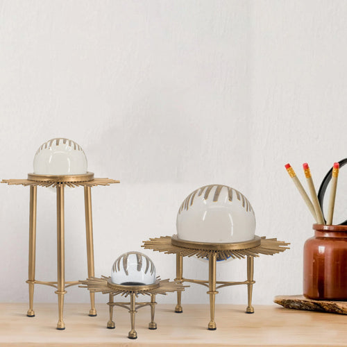 Crystal Ball Set | 12", 9", 8" | Decorative | Gold Finish