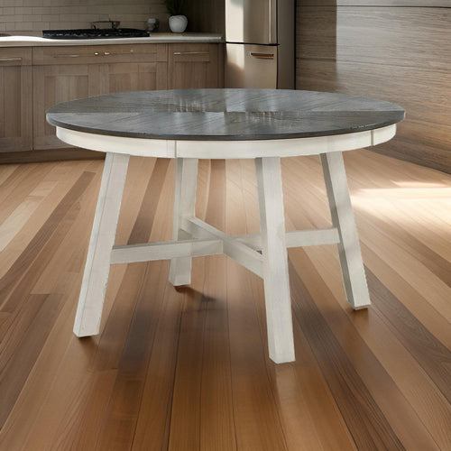 Dining Table | 48" Round | 2 Tone | Dark Veneer Top | White Base