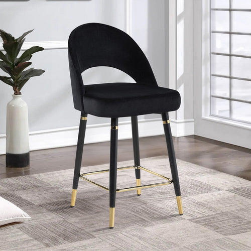 Dia 26 Inch Set of 2 Counter Stools, Bucket Style Seat, Dipped Legs, Black