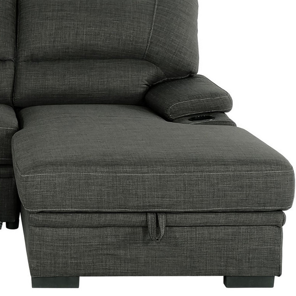 2 Piece Sleeper Sofa Bed Storage and Cup Holders Pillow Top Arms Black BM286384