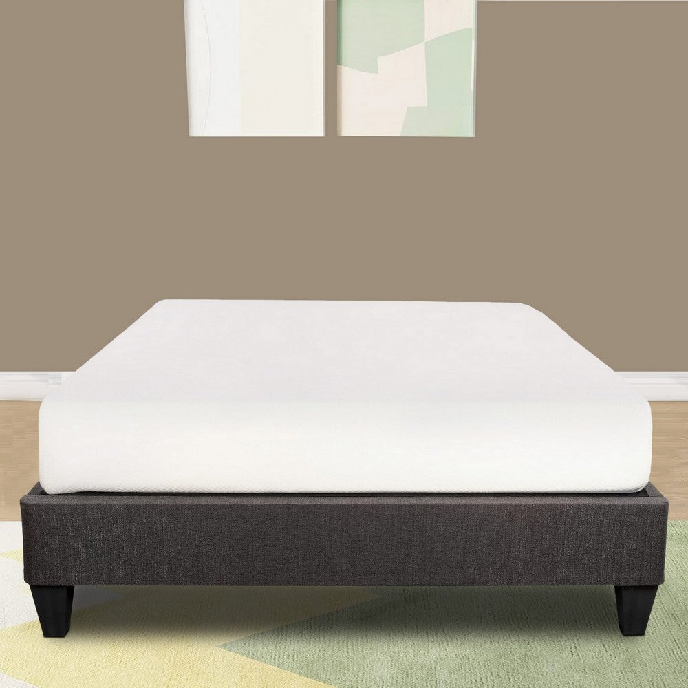 Tamy 13 Inch Twin Size Platform Bed Frame, Wood Base, Dark Gray Linen By Casagear Home