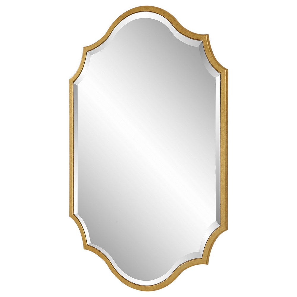 27 x 41 Modern Beveled Mirror in Classic Metal Frame, Gold Leaf Finish By Casagear Home