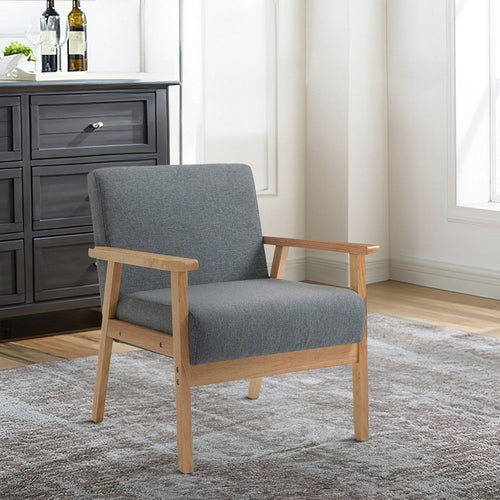 Colin Chair | 26" | Cushioned | Wood Arms & Legs | Light Gray