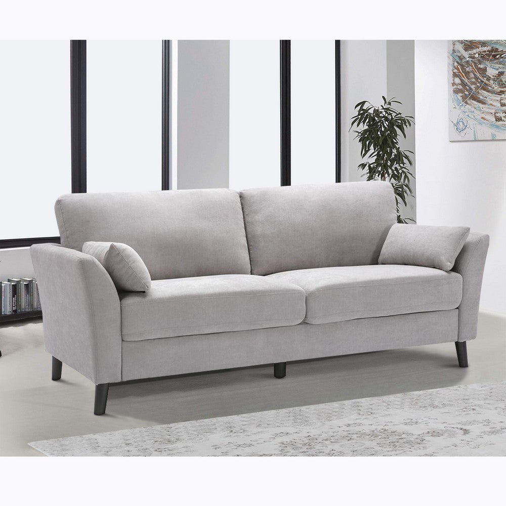 Otto Sofa | 77" | Padded Cushions | Throw Pillows | Light Gray