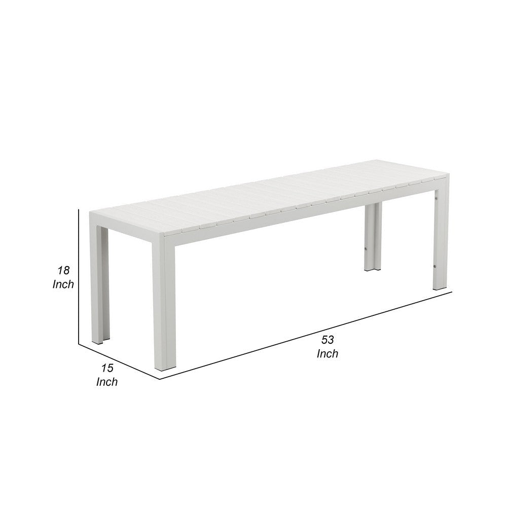 Theo Outdoor Bench | 53’’ | Aluminum | White Plank Style Seat BM287720