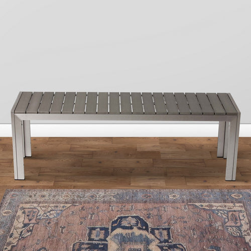 Theo Outdoor Bench | 53" | Aluminum | Gray Plank Style Seat
