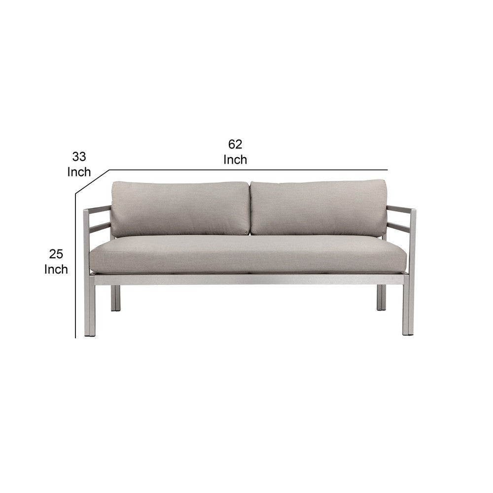 Billy Outdoor Sofa | 65’’ | Gray Aluminum | Fabric Cushions BM287770