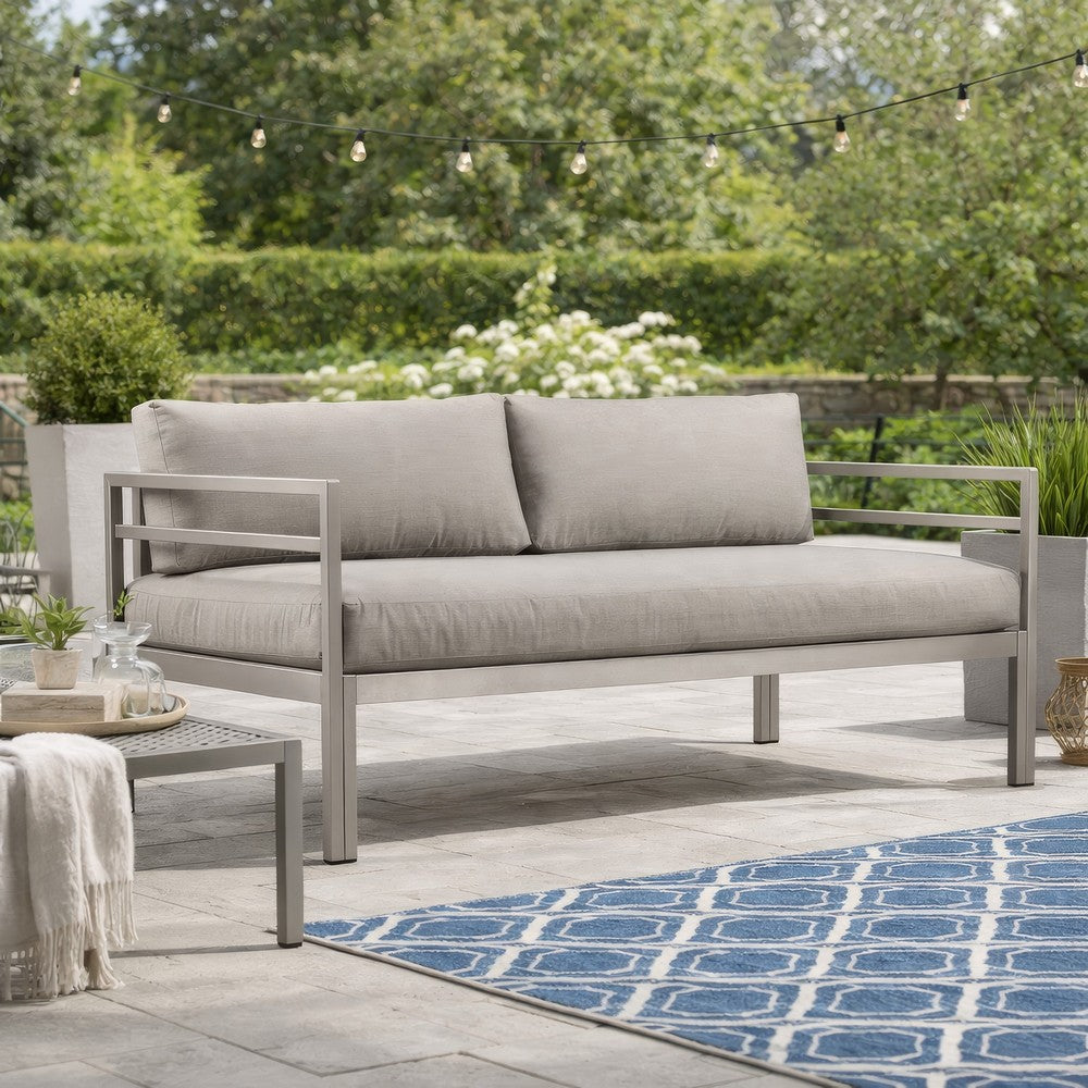 Billy Outdoor Sofa | 65" | Gray Aluminum | Fabric Cushions