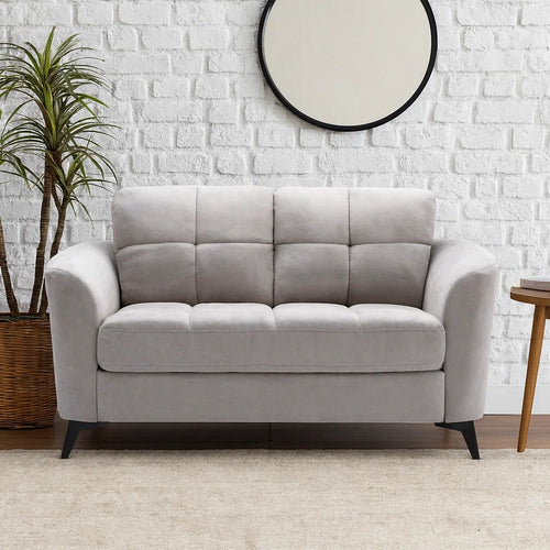 Odin Loveseat | 60" | Tufted Cushions | Light Gray Velvet