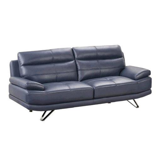 Reni Sofa | 82" | Channel Tufted Navy Blue Leather