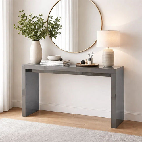 Joey Bar Table | 60" | Lacquered Gray | Composite Wood