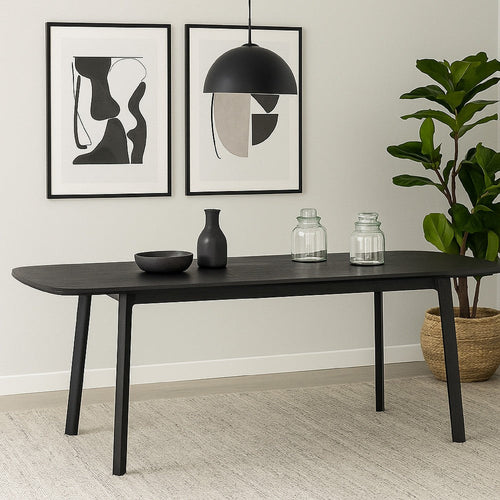 Dene Dining Table | 79–98" | Extendable | Black Brushed Oak