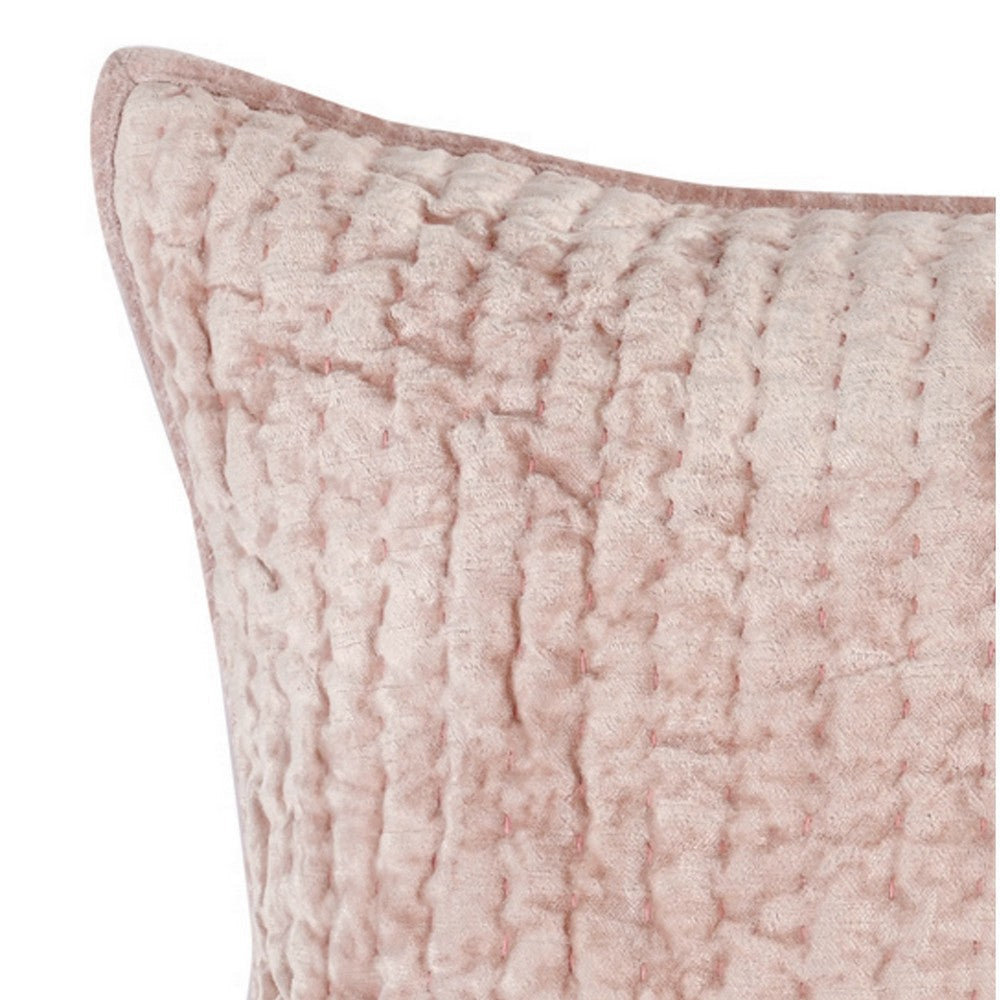 Lipa 26 Inch Square Handmade Euro Pillow Sham with Rayon Velvet Bliss Pink By Casagear Home BM293286