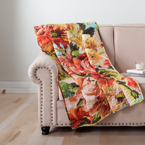 Dahl Throw Blanket | 50 x 60 | Quilted Floral | Polyester Fill