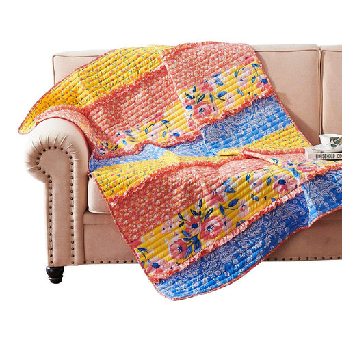 Lio Throw Blanket | 60 x 50 | Quilted Ruffled | Multicolor