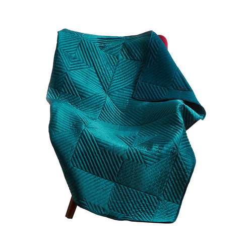 Ahab Throw Blanket | 60 x 50 | Quilted | Teal Dutch Velvet