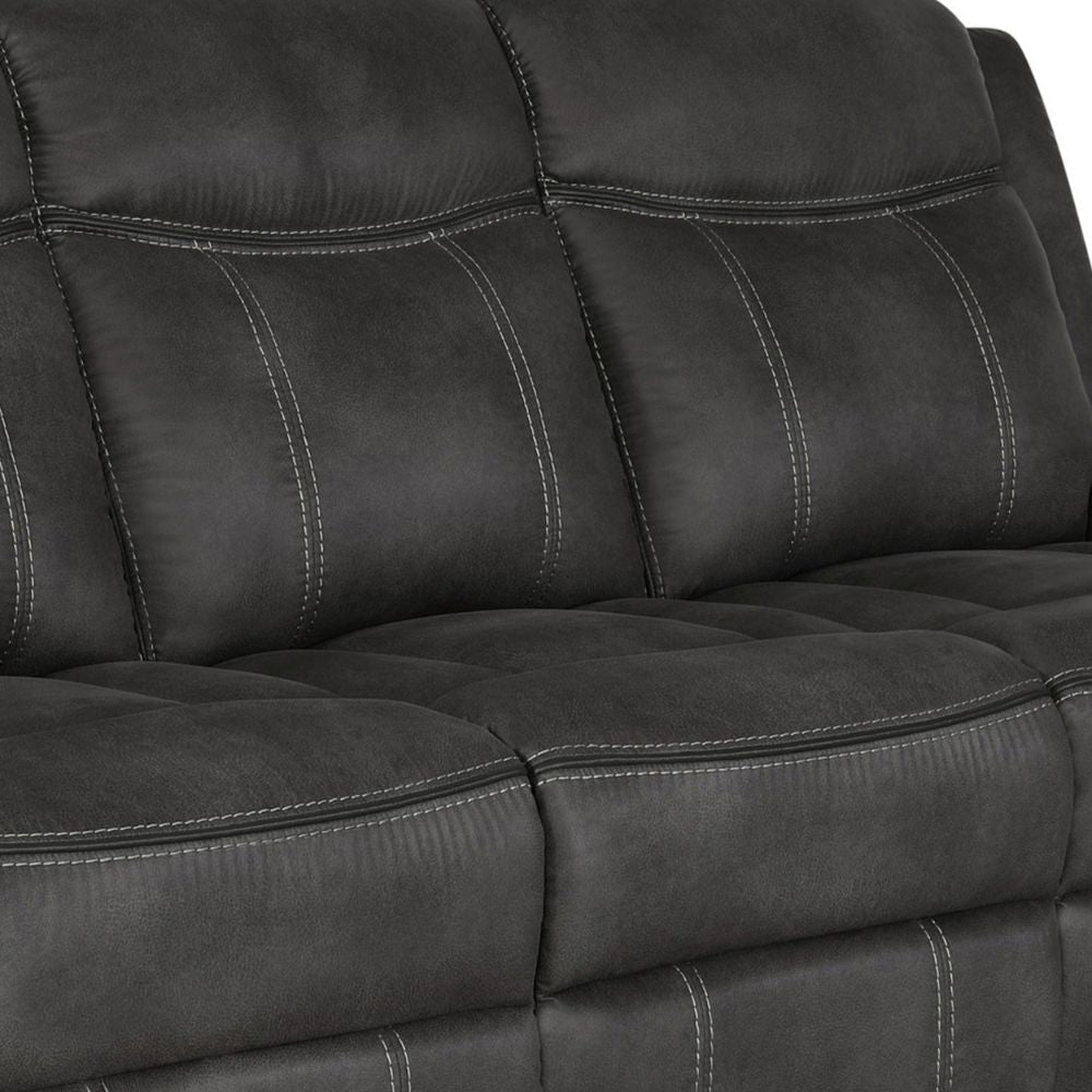 Tom 85 Inch Motion Manual Recliner Sofa Gel Memory Foam Black Faux Leather BM294105