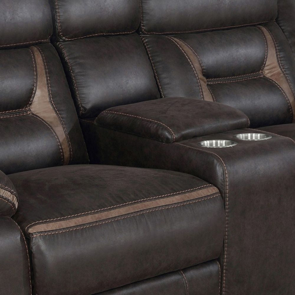 Tye 77 Inch Glider Manual Recliner Loveseat Cool Dark Brown Faux Leather