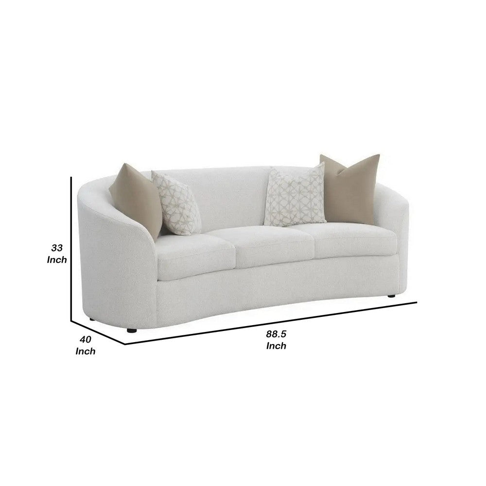 Tia Sofa | 89’’ | Curved | 2 Pillows | Cream Boucle Fabric BM294173
