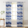Oda 84 Inch Window Curtains, Microfiber Polyester, Blue Ocean Wave Print By Casagear Home