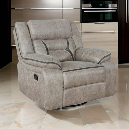Jake Recliner | 41" | Manual Glider | Pillowtop | Taupe Faux Leather