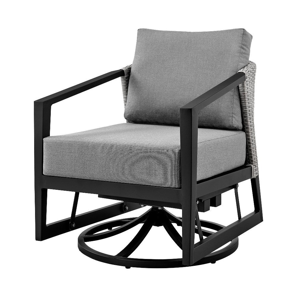 Nyla Swivel Lounge Chair | 28’’ | Wicker Back | Black Frame BM295622