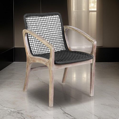 Tye Dining Chair | 25" | Dark Gray Rope Seat | Light Eucalyptus