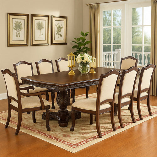 Ellie Dining Table | 86–114" | Rectangular Extendable | Cherry Brown