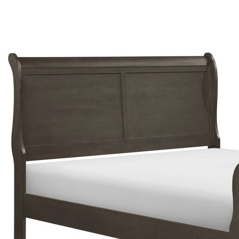 Gage Traditional Full Size Sleigh Bed Wood Frame Smooth Dark Gray Finish BM295814