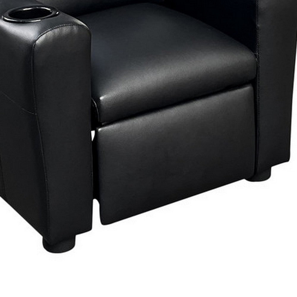 Nik Youth Recliner Chair Cup Holder Padded Seat and Back Black BM296013