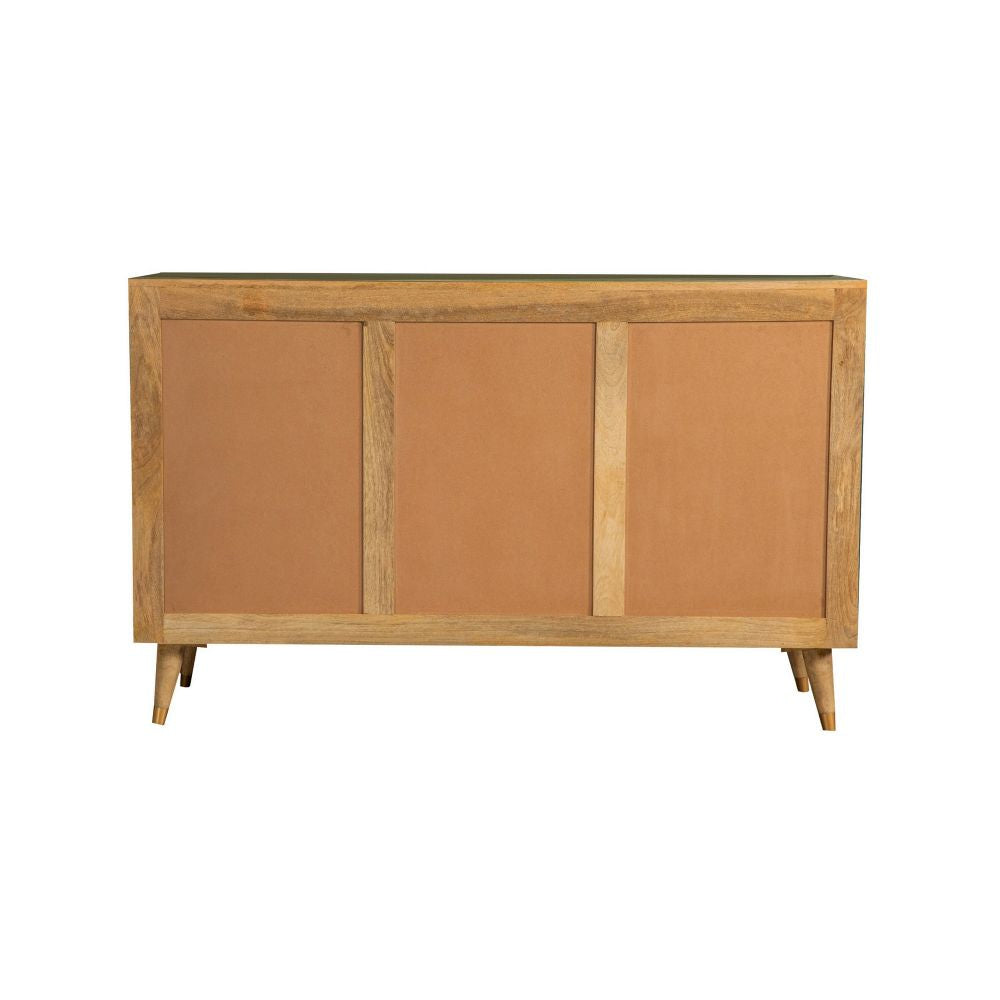 Liv 56 Inch 3 Door Sideboard Cabinet Console Geometric Natural Brown BM296091
