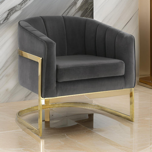 Swivel Accent Chair | 30" | Brushed Gold Base | Gray Velvet