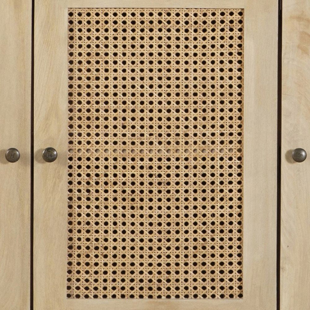 Enk 51 Inch 3 Door Accent Sideboard Console Cabinet Natural Cane Brown BM296123