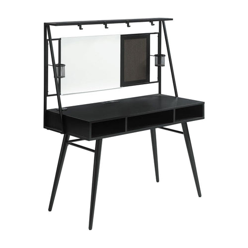 58 Inch Writing Desk With Whiteboard, Cup Holders, USB, Charger, Black