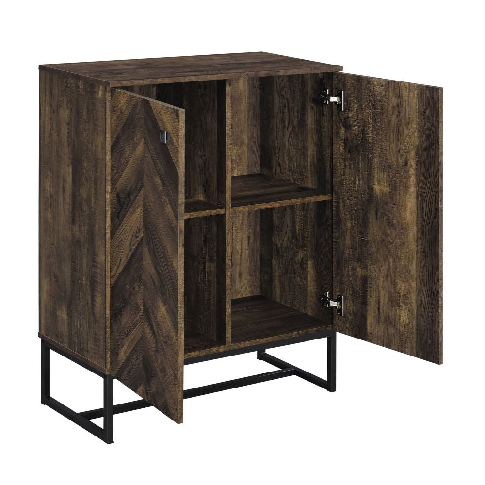 Akk 41 Inch 2 Door Accent Cabinet Console Sled Legs Chevron Wood Brown BM296782