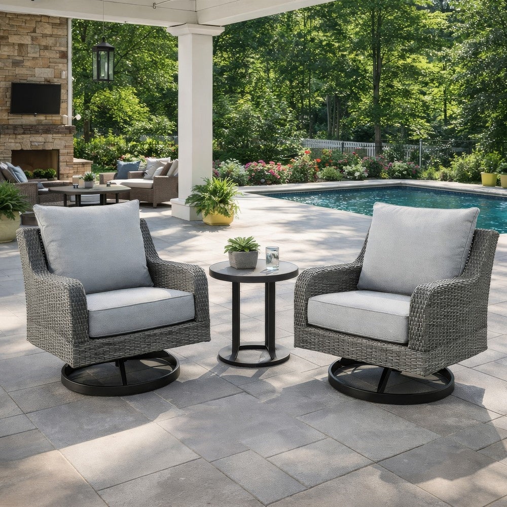 Asp Swivel Lounge Chair | 32" | Outdoor | Aluminum Frame | Gray