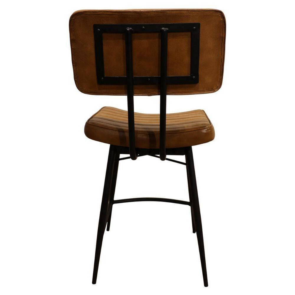 Mia 24 Inch Counter Stool Set of 2 Hand Dyed Brown Leather Deep Tufting BM297149