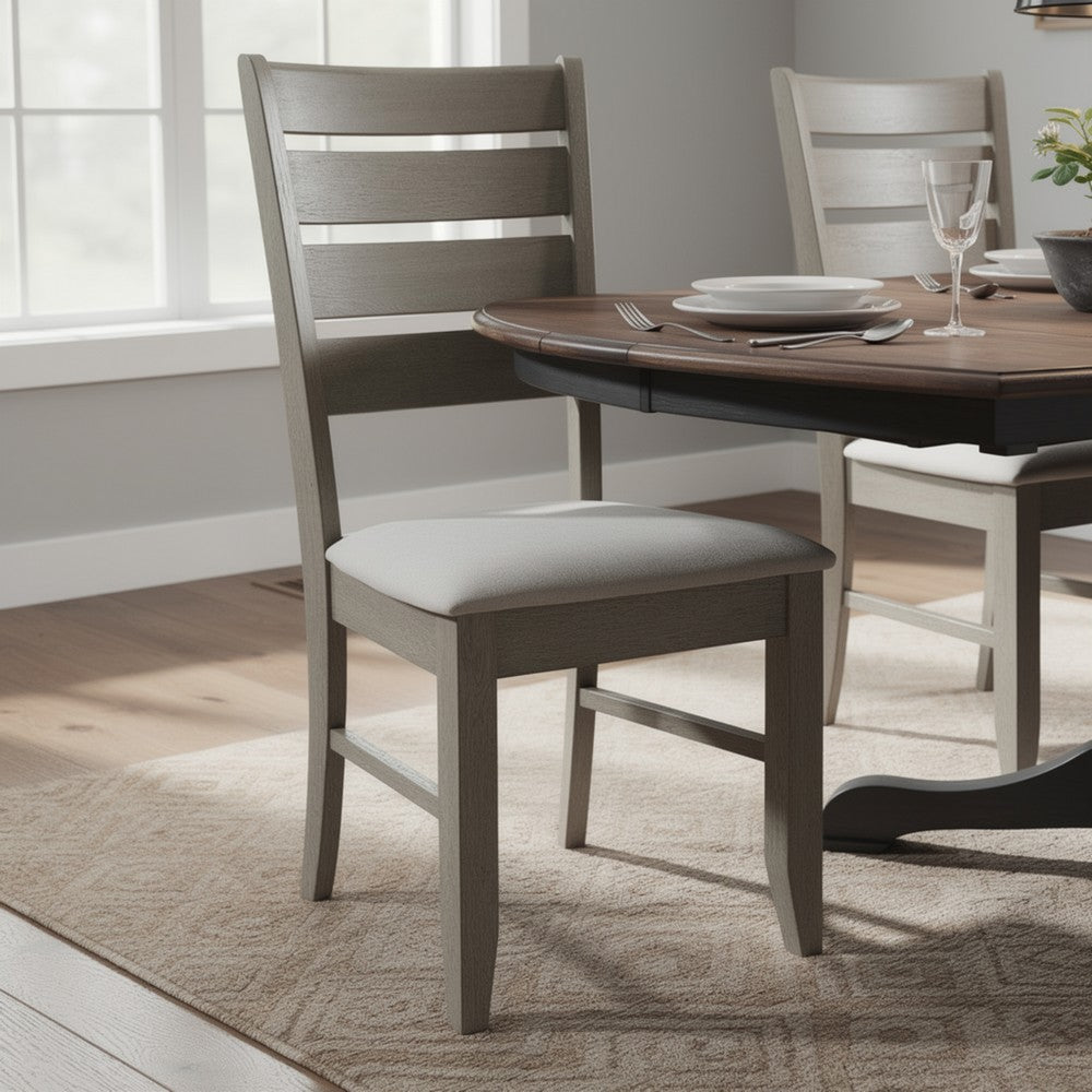 Lyla 19 Inch Side Chair, Set of 2, Ladderback Style, Rustic Gray Wood