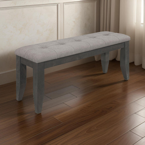 Lyla Dining Bench | 47" | Cushioned Seat | Rustic Gray Wood Frame