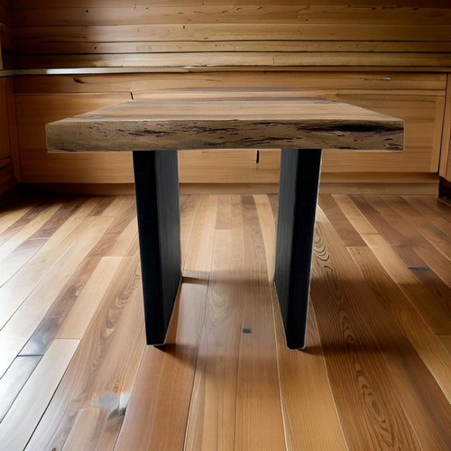 Mya End Table | 23" Square | Live Edge Top | Black Iron Legs