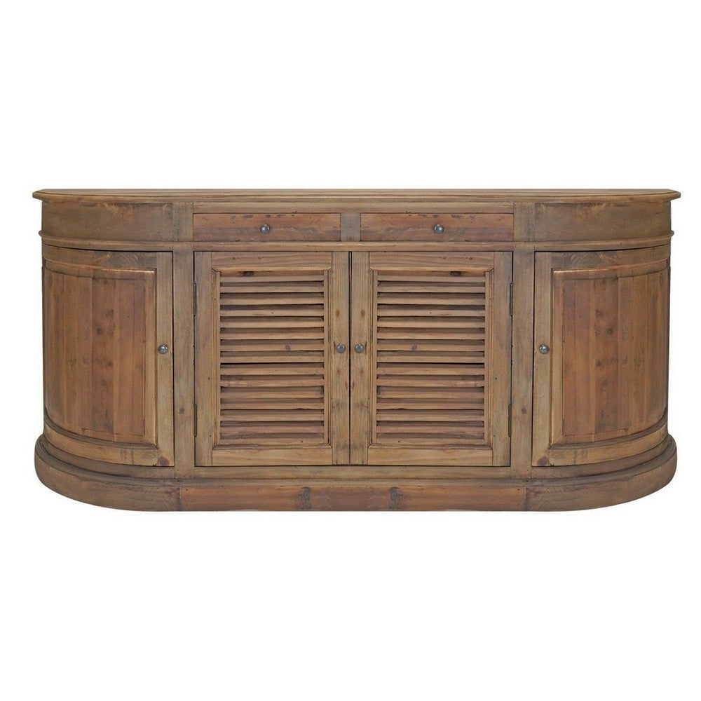 Carolina 70 Inch Sideboard Console Serving Buffet Cabinet, 2 Shutter Doors, Brown PC21080110