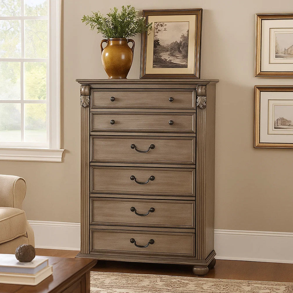 Buy Tall Dresser 51'' Champagne Gold 6 Drawer Handles