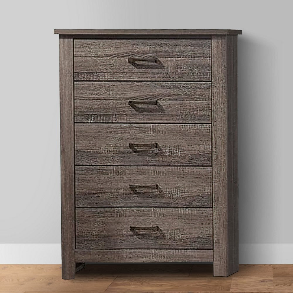 Soma 49 inch Rustic 5 Drawer Tall Dresser Chest, Bar Handles, Oak Gray Soma 49 inch Rustic 5 Drawer Tall Dresser Chest, Bar Handles, Oak Gray
