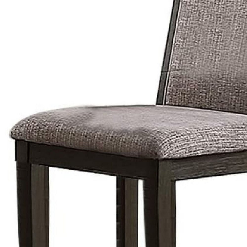 Kumi 25 Inch Set of 2 Wood Dining Chairs with Slatted Cushioned Backs Gray BM298984