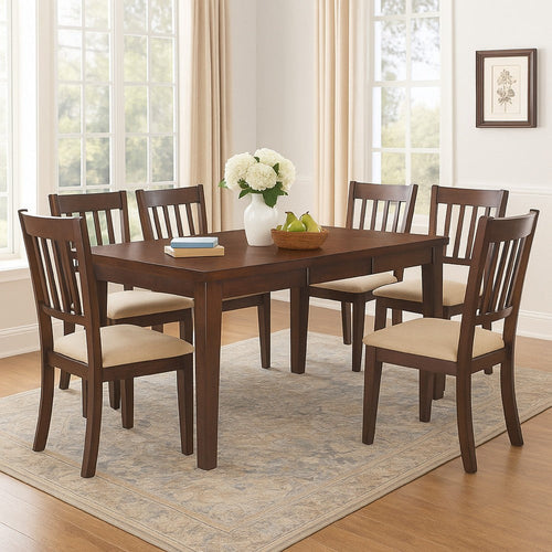 60 Inch Rectangular Dining Table, Extension Leaf, Tapered Legs, Brown Wood