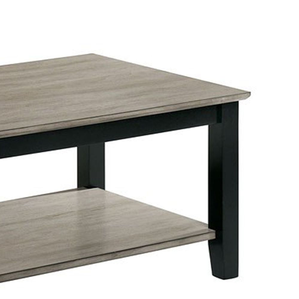 47 Inch Modern Rectangular Coffee Table Single Shelf Wood Grain Gray BM299034