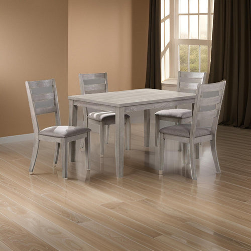 Dining Set | 5 Piece | Table & 4 Chairs | Light Gray Upholstery