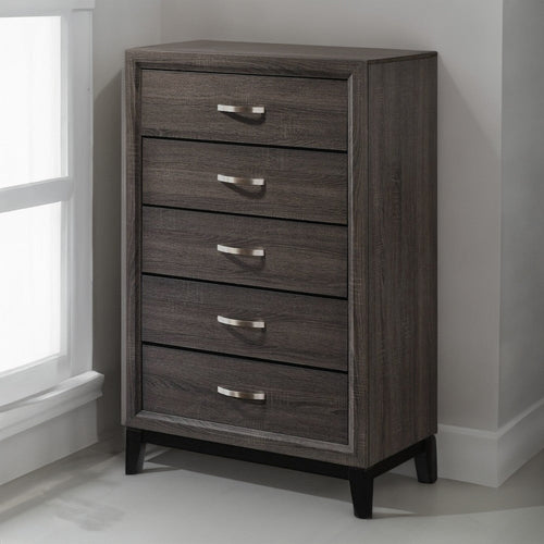 Tall Dresser | 50" | 5 Drawers | Oak Gray | Classic Metal Handles