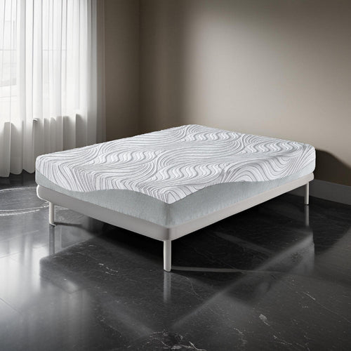 Queen Mattress | 10" | Memory Foam | Knit Cover | White & Gray